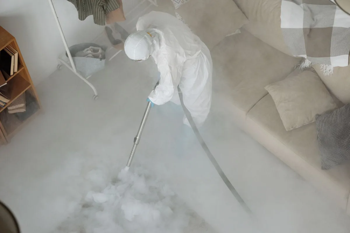 Biohazard cleanup technician in protective equipment, Sweetwater, Jacksonville, FL